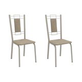 Cadeira Sala De Jantar Florença 2c005nk Aço Kit 2 Un Niquel/linho Bege Fendi - Kappesberg