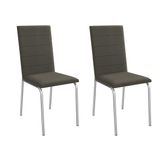 Cadeira De Cozinha Amsterdã 2c091 Aço Kit 2 Un Cromado/suede Escuro - Kappesberg