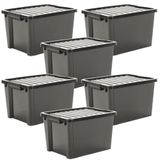 Kit 6 Organizadores Life Box 70 Lt - Preta Preta