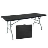 Mesa Picnic Dobrável Vira Maleta Portátil 1,80m Camping Premium Tipo Madeira Preta Preta