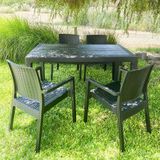 Conjunto Rattan 4 Cadeiras Milano + Mesa Niza - Preta