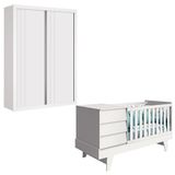 Berço Multifuncional E Guarda Roupa Prince Branco Acetinado ? Reller