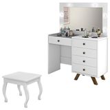 Penteadeira Camarim Luna Com Banqueta Branco ? Luapa Móveis