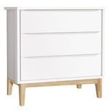 Cômoda Gaveteiro Infantil New Classic Branco Madeira Natural ? Reller
