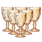 Jogo 6 Taças Vinho E Água Vidro Diamond Âmbar Luxo 340ml - Vivaflor Decor
