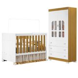 Berço Americano E Guarda Roupa Infantil Katatau Branco Acetinado Savana ? Reller