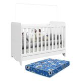 Berço Americano Ben 3 Em 1 Branco Brilho Com Colchão Baby Physical - Móveis Peroba