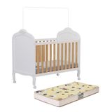 Berço Americano Elô 3 Em 1 Branco Brilho/amêndoa Com Colchão Supreme - Móveis Peroba