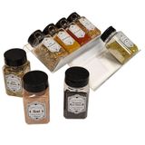 Kit 3 Suportes Acrílico Cristal Para Tempero Com 30 Rótulos 12 Potes