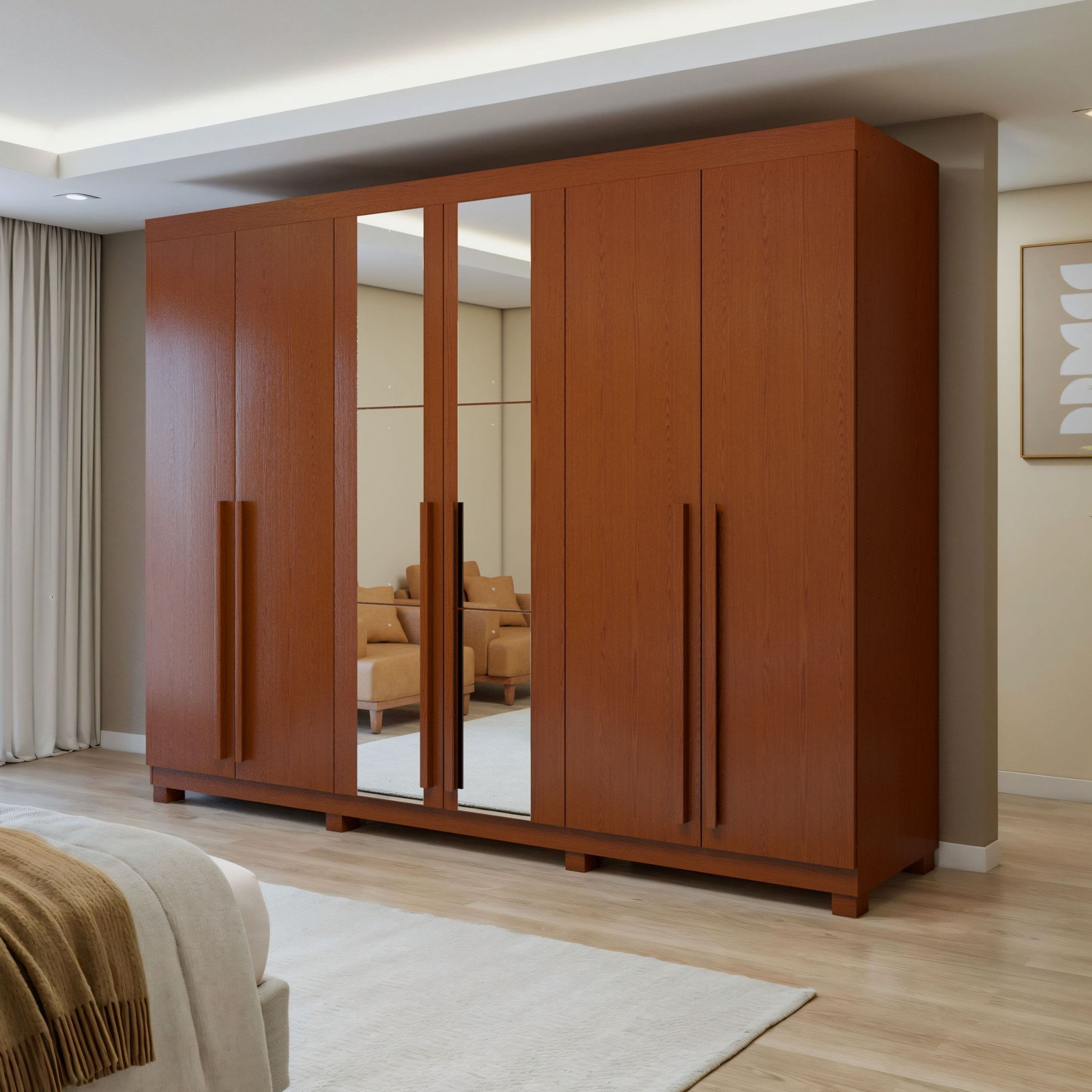 Guarda-roupa Portas Gavetas Bertha Com Espelho E Com Pés