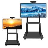 Suporte Para Tv Pedestal Com Prateleira Rodinhas