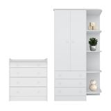 Jogo De Quarto Infantil Doce Sonho Guarda Roupa 2 Portas E Cômoda Trocador Branco - Qmovi Branco