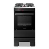 Fogão A Gás Esmaltec Mesa Inox Tampa De Vidro Forno 50l Ideal Top Preto 4 Bocas Bivolt