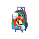 Mochila De Rodas Super Mario Escolar Passeio Azul Infantil