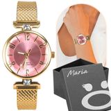 Relogio Feminino Dourado Silicone Aço Inox Banhado + Caixa