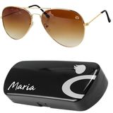 Oculos Sol Masculino Aviador Banhado Ouro Aço Inox + Case