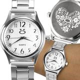Relogio Aço Inox Qualidade Premium Feminino Prata Coração