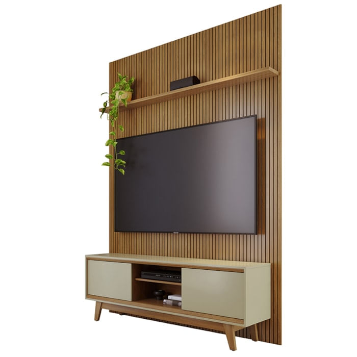 Painel E Bancada Tv 65 Pol 245x179 Cm Milo Cumaru Opala Madetec