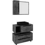 Kit Gabinete Balcão E Espelheira De Banheiro Cuba Karina Mármore Lunar