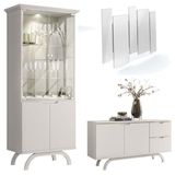 Cristaleira E Aparador Buffet Vicenza Com Espelho Isadora Off White New Ceval