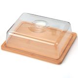 Bandeja De Bambu Retangular Com Tampa - Porta Frios Ou Bolo