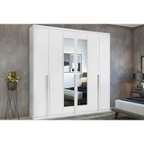 Guarda Roupa Casal 6 Portas (2 C- Espelho) E 4 Gavetas Alonzo New Branco - Lopas