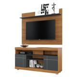 Rack Bancada Yara E Painel Para Tv Maia Noce Milano Preto Acetinado Colibri