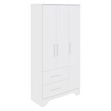 Guarda Roupa Infantil Popy Retrô Plus 3 Portas E 2 Gavetas Branco Brilho - Móveis Peroba