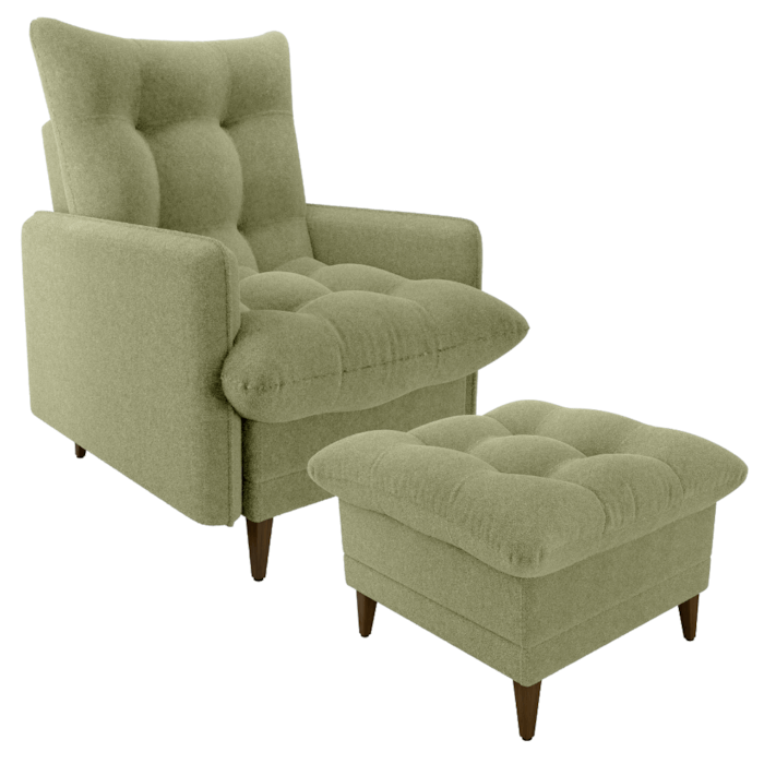 Poltrona De Amamentaçao E Puff Montreal Boucle F494 Oliva Milani Store