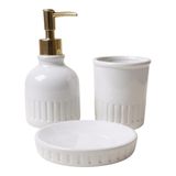 Kit Banheiro Lavabo Cerâmica Organização 3 Peças Nirvana