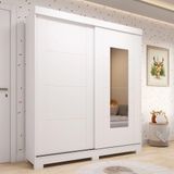 Guarda-roupa Infantil 2 Portas De Correr Espelho Flex Color 160cm 100% Mdf Fantelli Espresso Móveis Branco