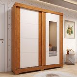 Guarda-roupa Infantil 2 Portas De Correr Espelho 160cm X 200cm 100% Mdf Fantelli Espresso Móveis Cinamomo/off White