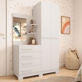 Guarda-roupa Infantil 2 Portas 4 Gavetas E Espelho 110,20cm X 183cm 100% Mdf Auris Espresso Móveis Branco/rosa/azul/lilas