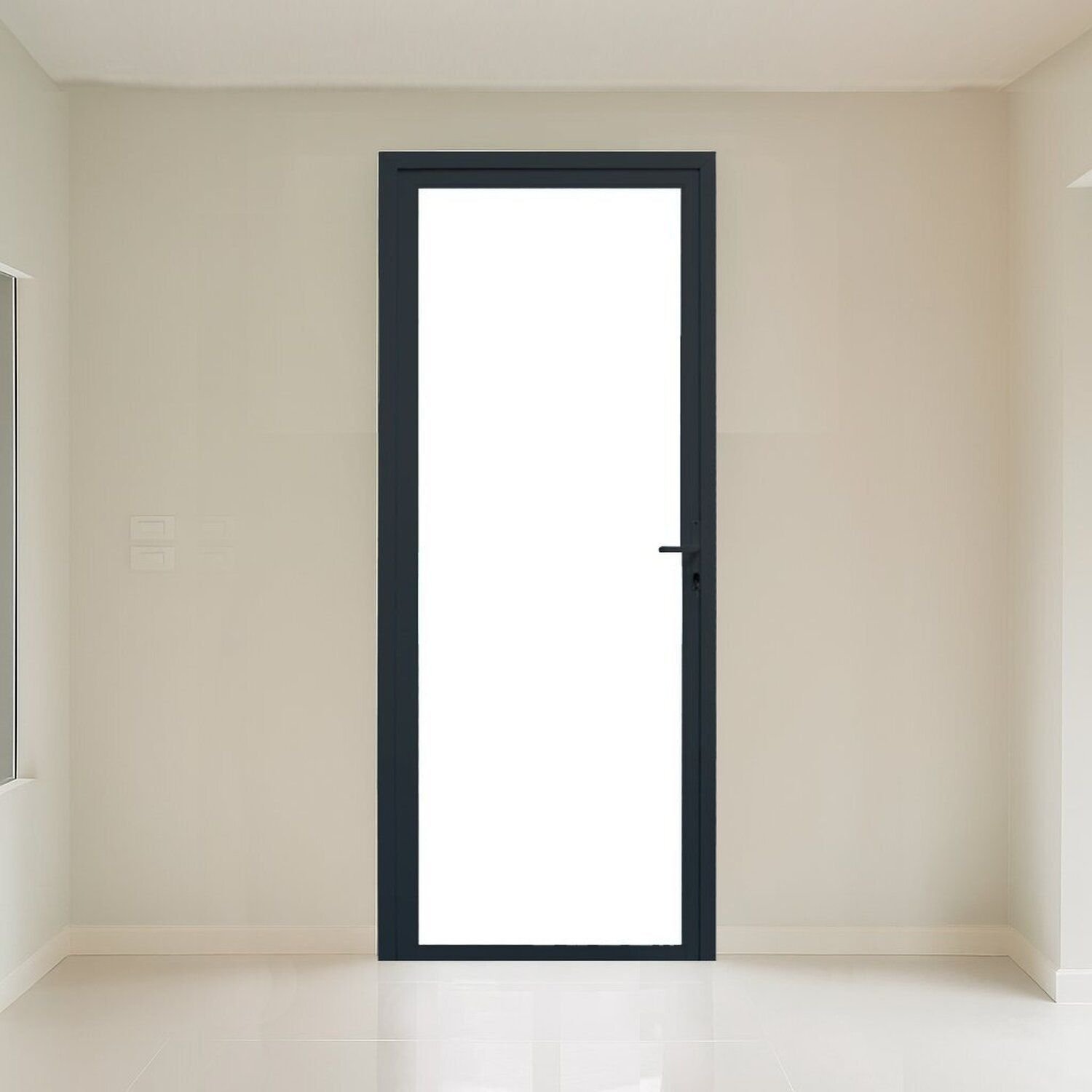 Porta Vidro Direita 1 Folha Vidro Segurança 0,6cm 80cm X 215cm Fábrica Do Alumínio Preto