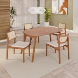 Sala De Jantar Mesa 135x76cm Tampo Laminado Com 4 Cadeiras Em Linho Ceci Yescasa Naturalíssimo