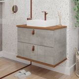 Gabinete Suspenso Com Cuba 80,3cm X 69cm Poli Espresso Móveis Cimento
