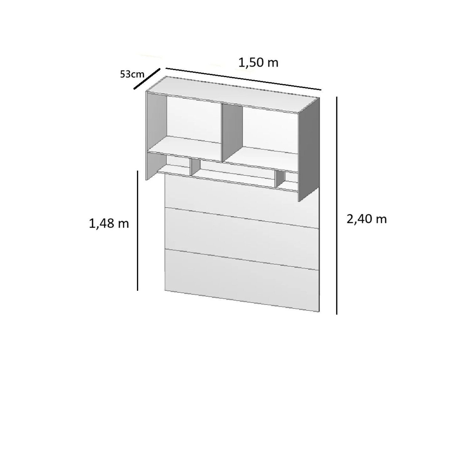 Ponte Modulada Cabeceira Aérea Casal 4 Portas 150cm 100% Mdf Clean ...