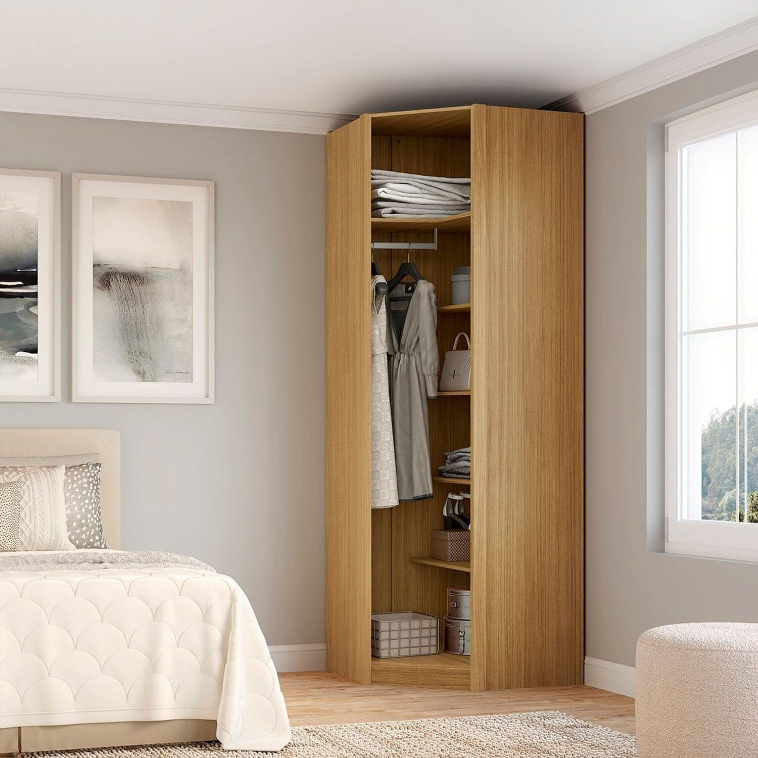 Módulo Closet De Canto 45º Sem Portas 100% Mdf Altezza Freijó