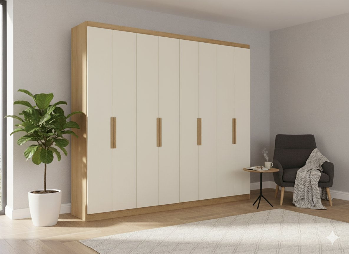 Guarda-roupa 8 Portas 240cm X 220cm X 47cm Milan Capuccino / Off White