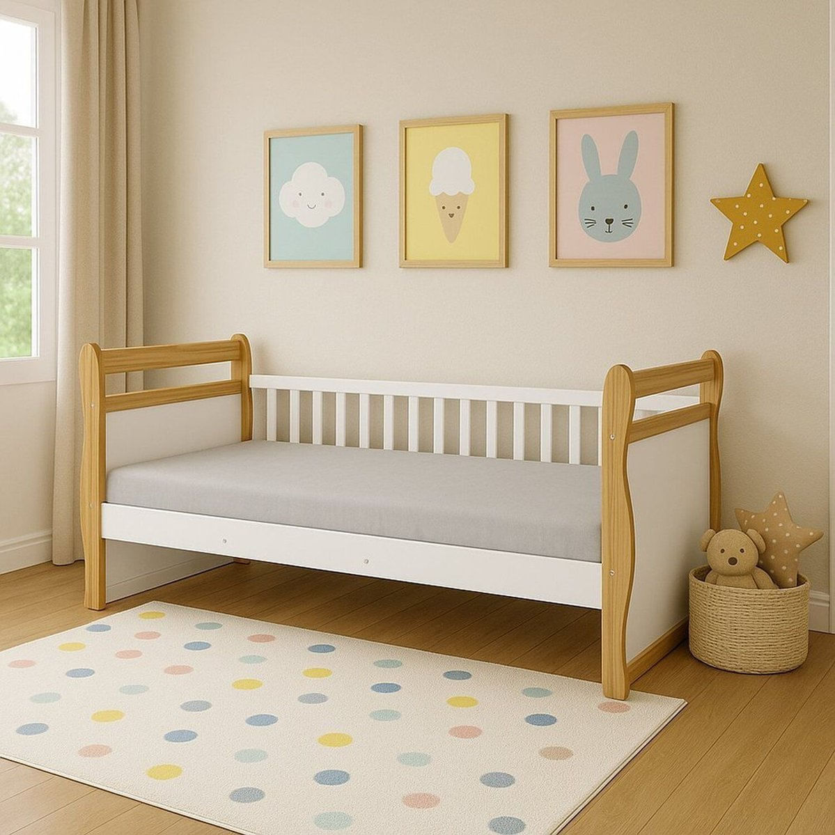 Cama Infantil 100% Mdf Vicky Espresso Móveis Branco Brilho/amêndoa