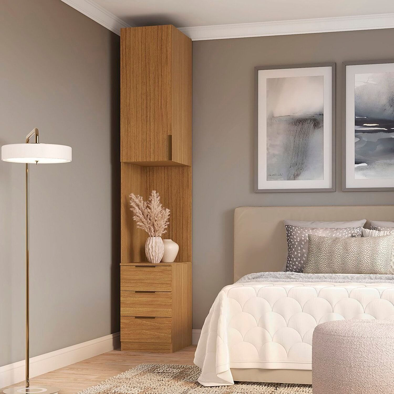 Módulo Mesa De Cabeceira Direita/esquerda 100% Mdf Clean Altezza Freijó