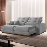Sofá 3 Lugares Retrátil E Reclinável Veludo 250cm X 105cm Suíça Prata