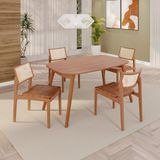 Sala De Jantar Mesa 135x76cm Tampo Laminado Com 4 Cadeiras Em Couríssimo Ceci Yescasa Naturalíssimo