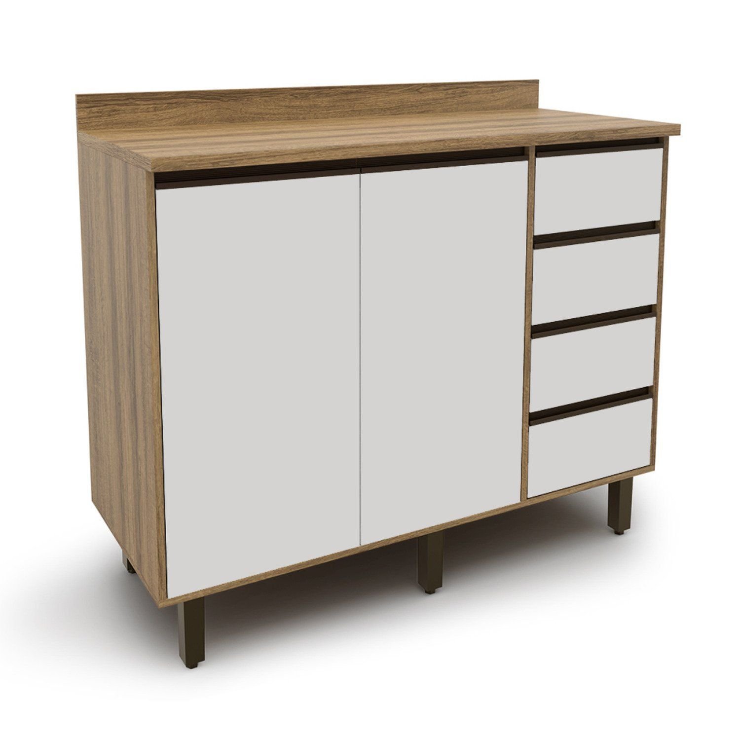 Armário Para Cozinha 2 Portas 4 Gavetas Confort Cinamomo/off-white