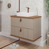 Gabinete Suspenso Com Cuba 80,3cm X 69cm Poli Espresso Móveis Cappuccino