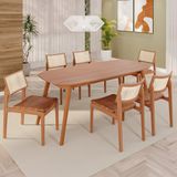Sala De Jantar Mesa 180x76cm Tampo Laminado Com 6 Cadeiras Em Couríssimo Ceci Yescasa Naturalíssimo