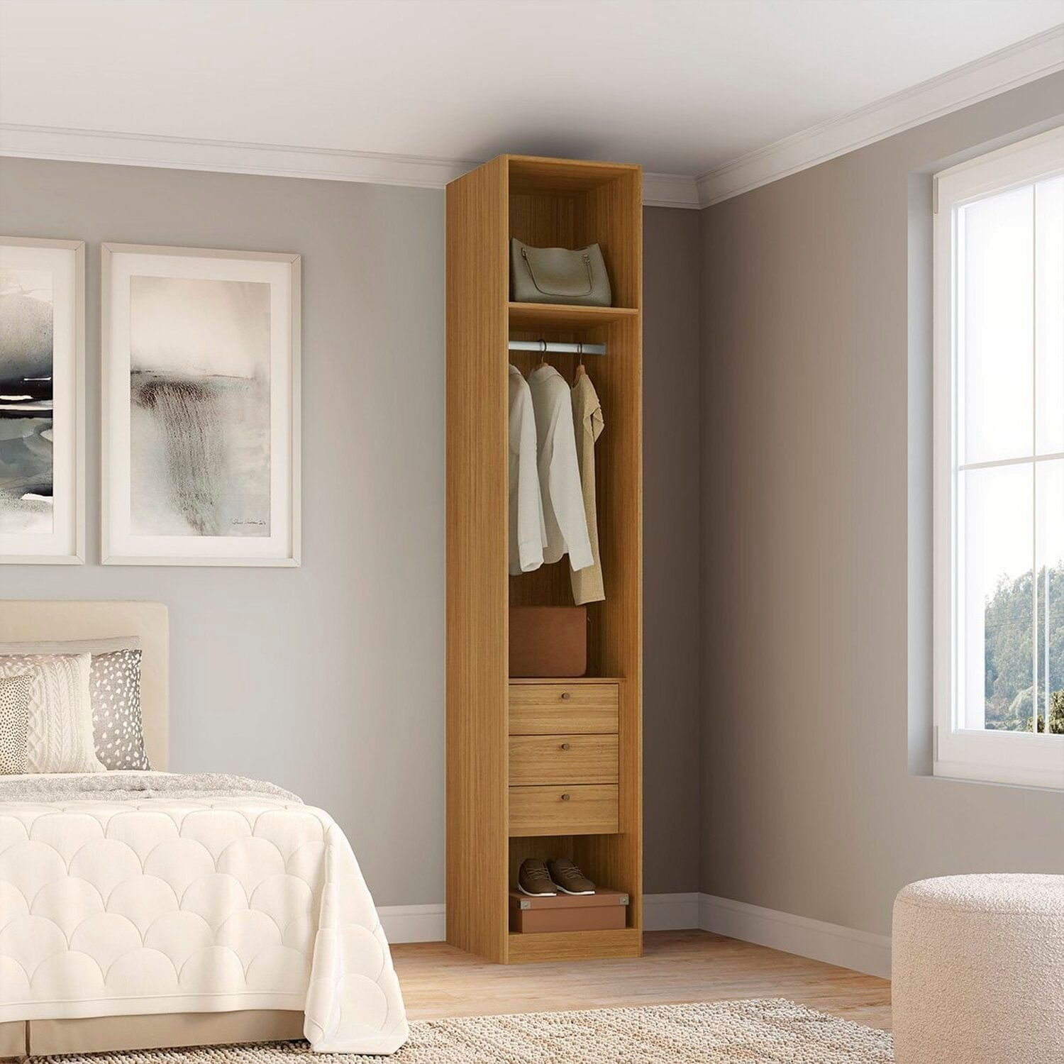 Módulo Closet Sem Portas Com Gavetas 45cm 100% Mdf Altezza Freijó