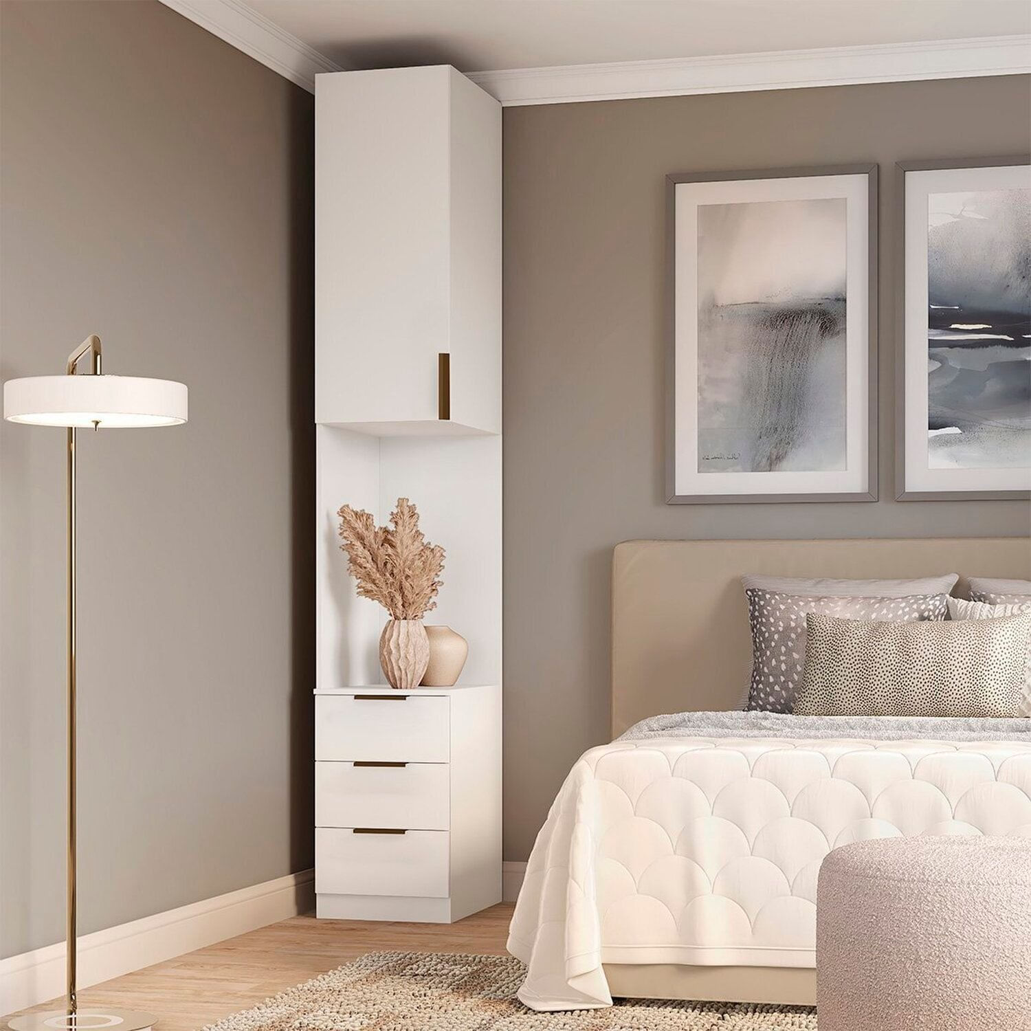 Módulo Mesa De Cabeceira Direita E Esquerda Clean Altezza Branco