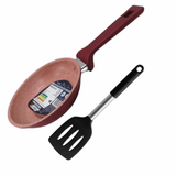 Kit Frigideira Antiaderente Cerâmica 16cm Vermelha + Espátula De Silicone Com Cabo Inox