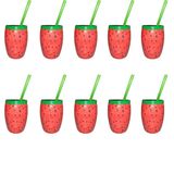 10 Copos Decorativos Com Canudo Festa Havaiana Melancia